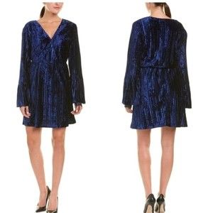 Laundry by Shelli Segal royal blue crushed velvet look dress pockets size‎ Small